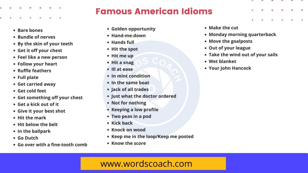 Famous American Idioms - wordscoach.com