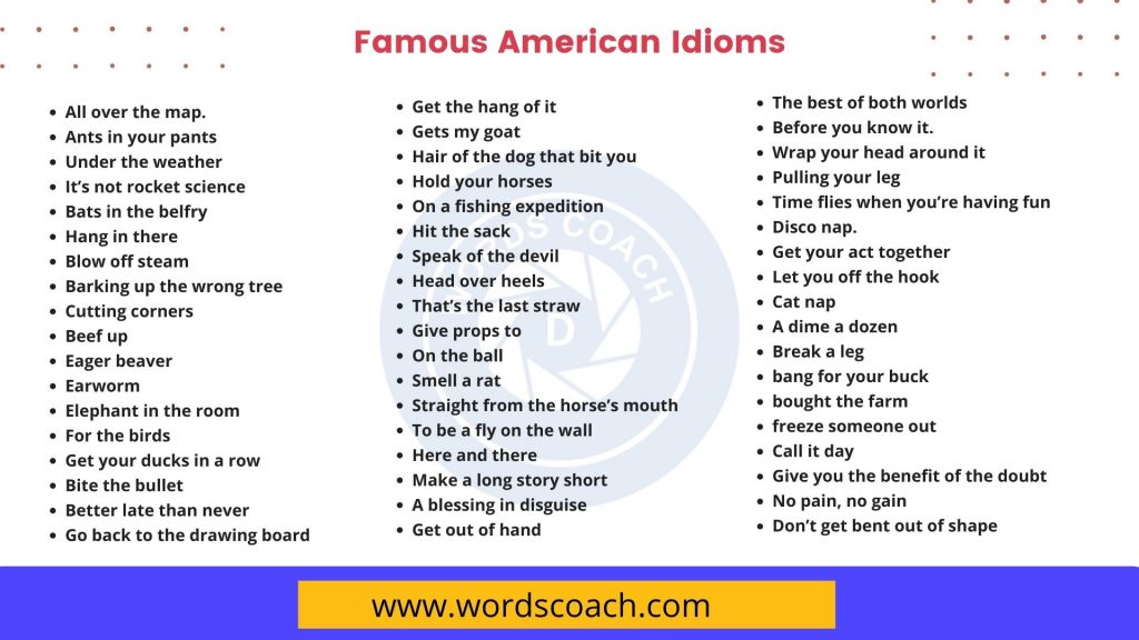 Famous American Idioms - wordscoach.com