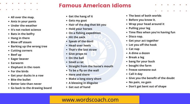 Famous American Idioms wordscoach.com