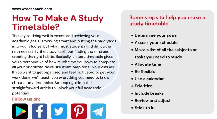 How To Make A Study Timetable - wordscoach.com