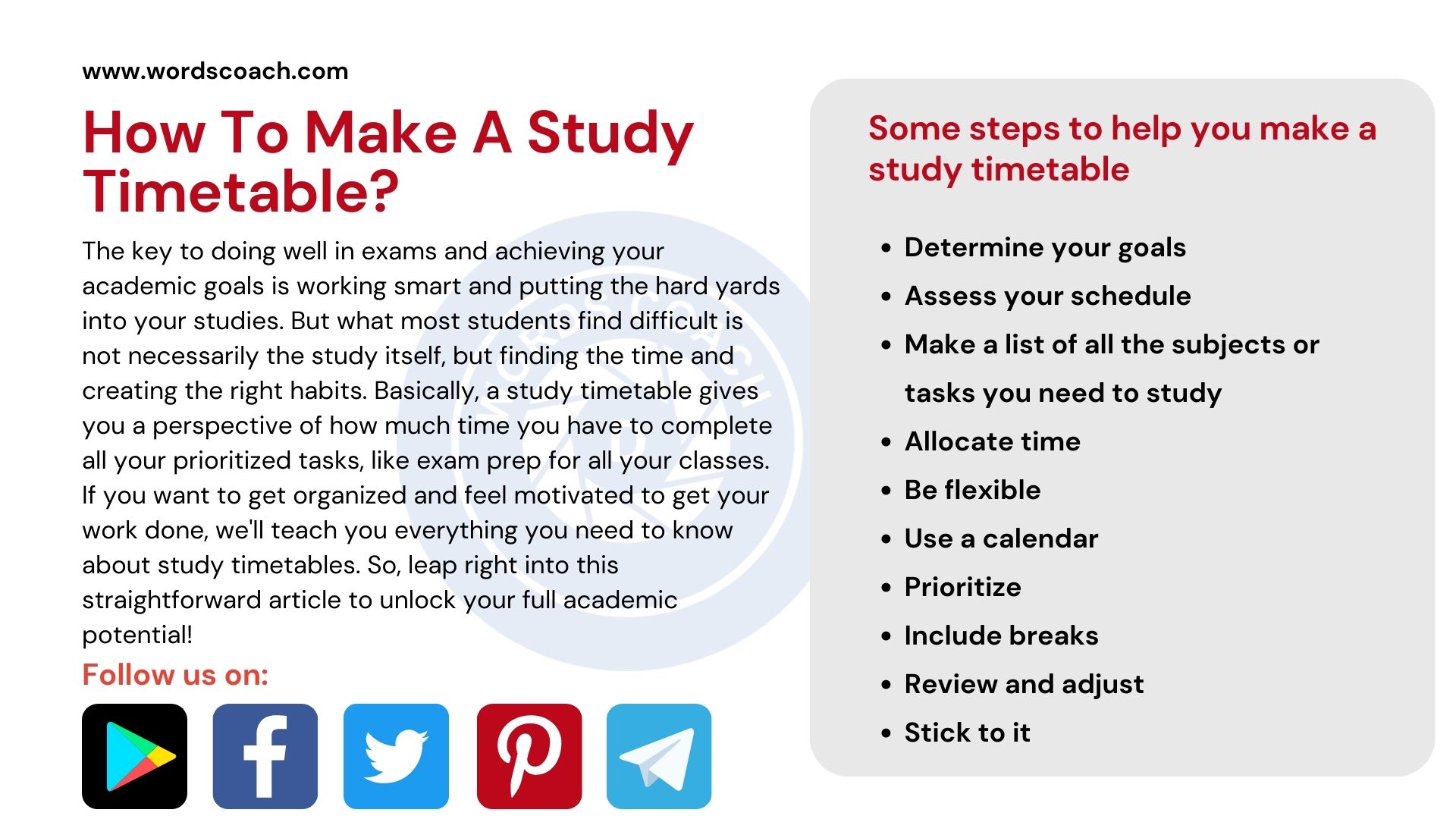 How To Make A Study Timetable? - Word Coach