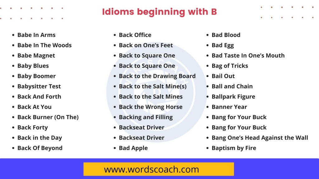 Idioms beginning with B - wordscoach.com