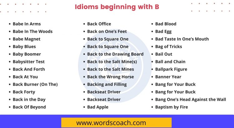 Idioms beginning with B - wordscoach.com