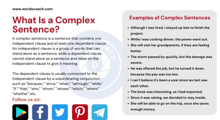 What Is a Complex Sentence? - www.wordscoach.com