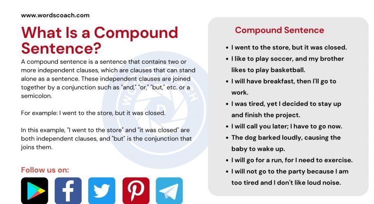 What Is a Compound Sentence? - wordscoach.com