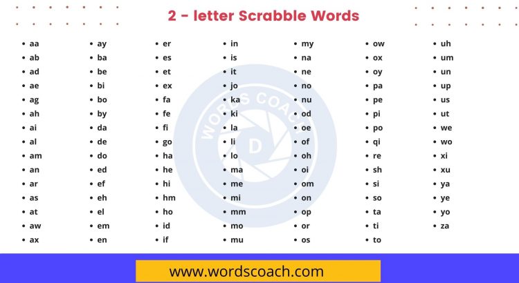 2 - letter Scrabble Words - wordscoach.com