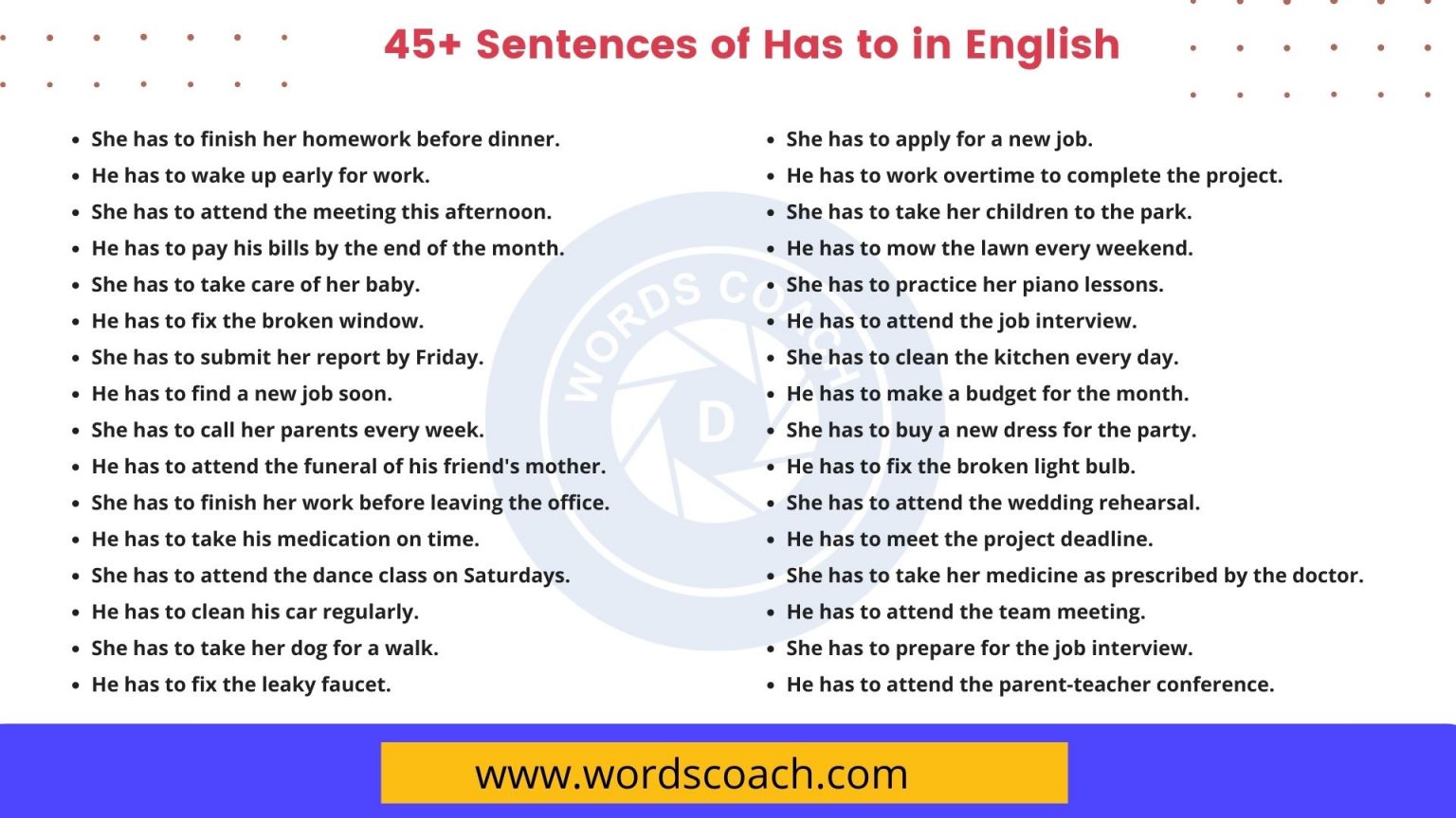 60+ Sentences of Has to in English Word Coach