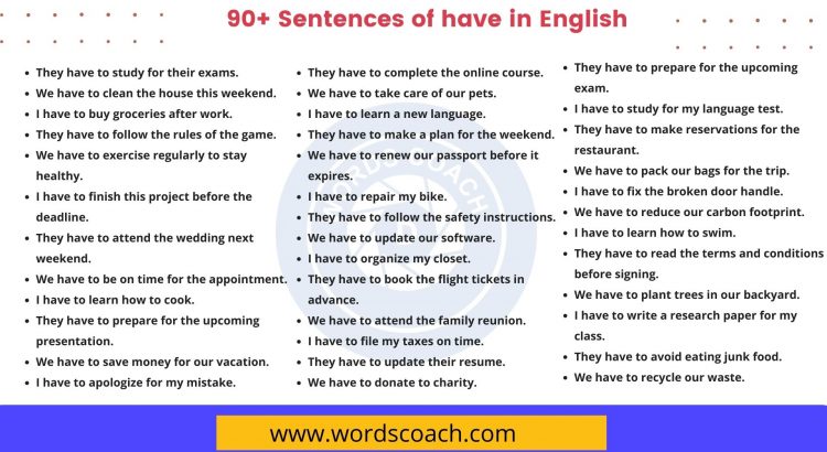 90+ Sentences of have in English - wordscoach.com