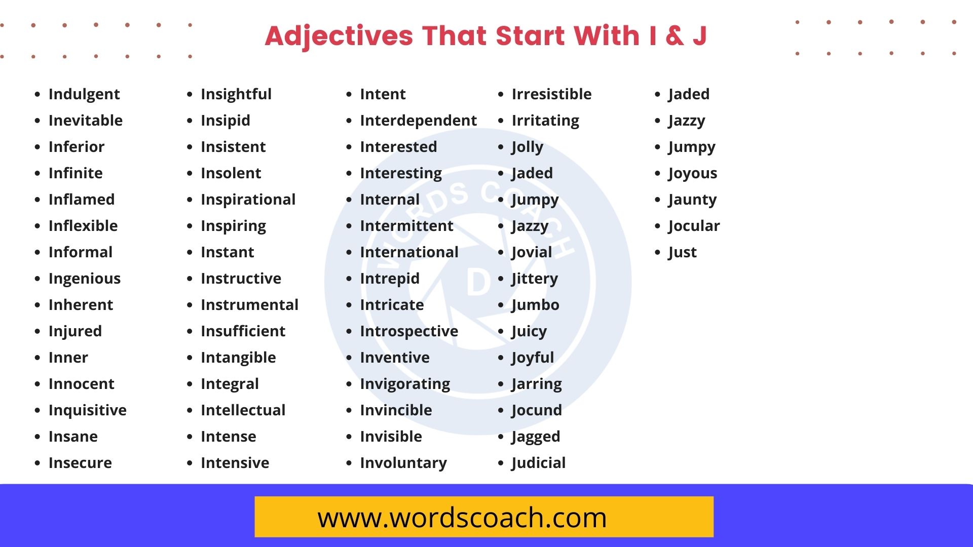 List of 2000+ Common Adjectives Word Coach