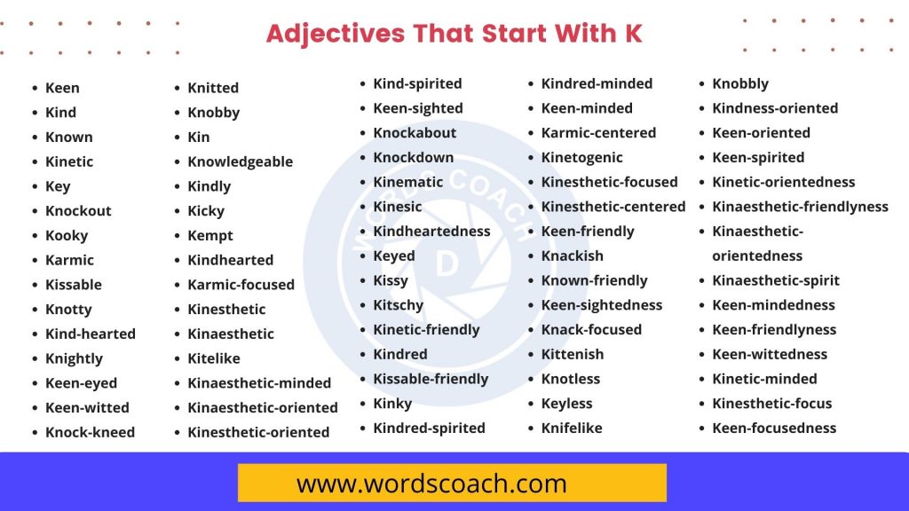 List of 2000+ Common Adjectives Word Coach