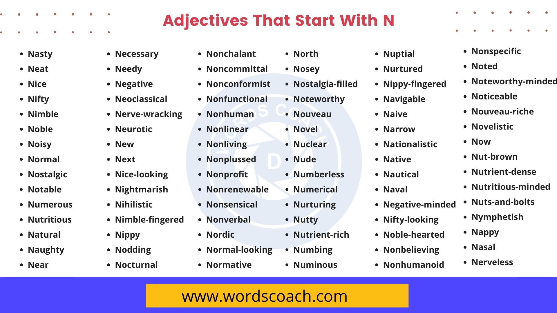 List of 2000+ Common Adjectives Word Coach