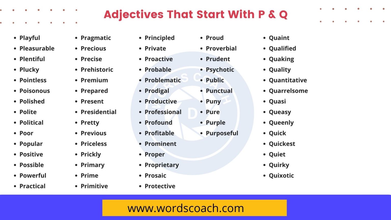 List of 2000+ Common Adjectives Word Coach