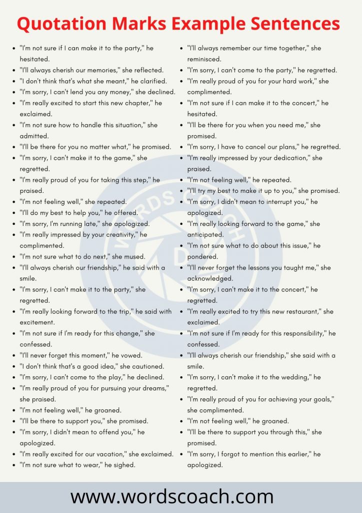 250+ Quotation Marks Example Sentences Word Coach