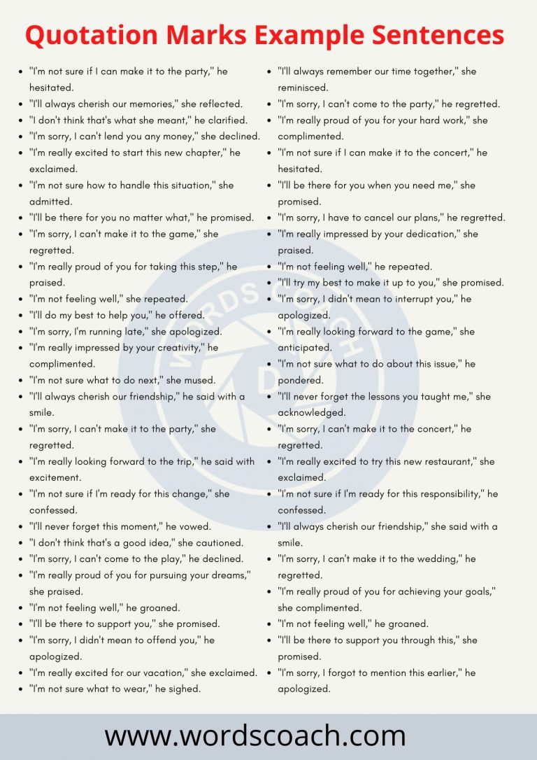 250+ Quotation Marks Example Sentences Word Coach