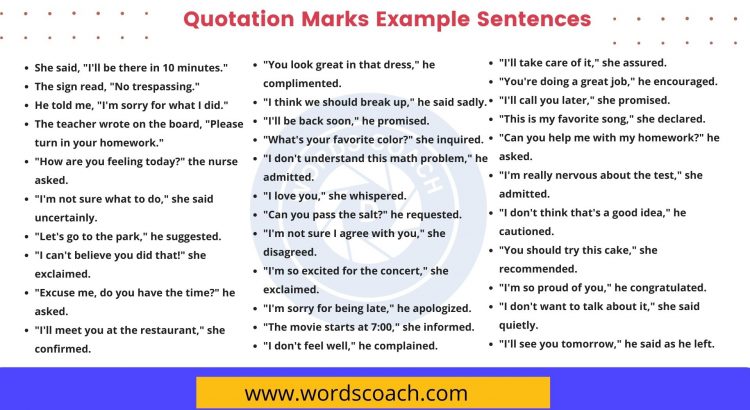 Quotation Marks Example Sentences - wordscoach.com