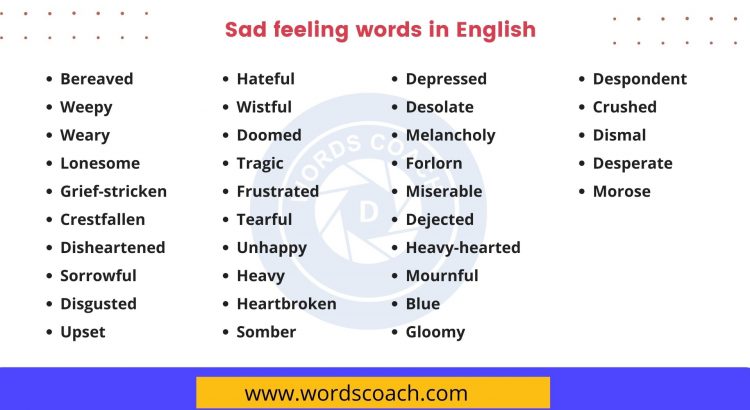 Sad feeling words in English - wordscoach.com