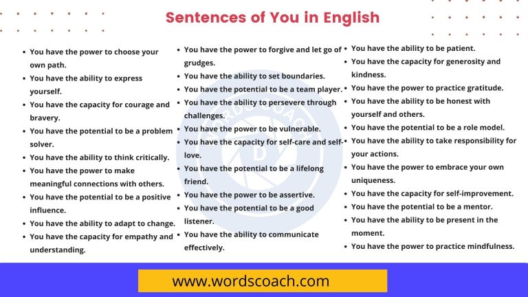 Using You In A Sentence 100+ Sentences of You in English - Word Coach