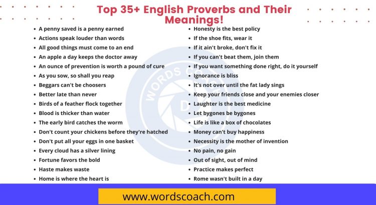 Top 35+ English Proverbs and Their Meanings! - wordscoach.com