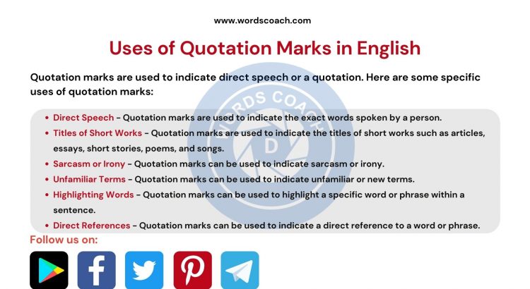 Uses of Quotation Marks in English - wordscoach.com