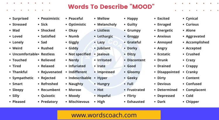 Words To Describe MOOD - wordscoach.com