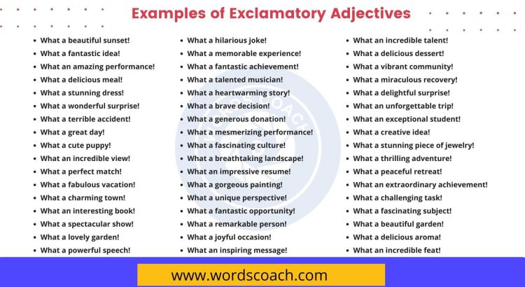 100+ Examples of Exclamatory Adjectives - wordscoach.com