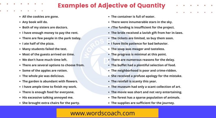 Examples of Adjective of Quantity