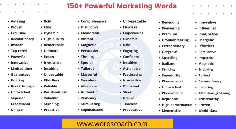 150+ Powerful Marketing Words - wordscoach.com