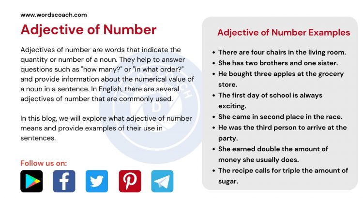 Adjective of Number - wordscoach.com