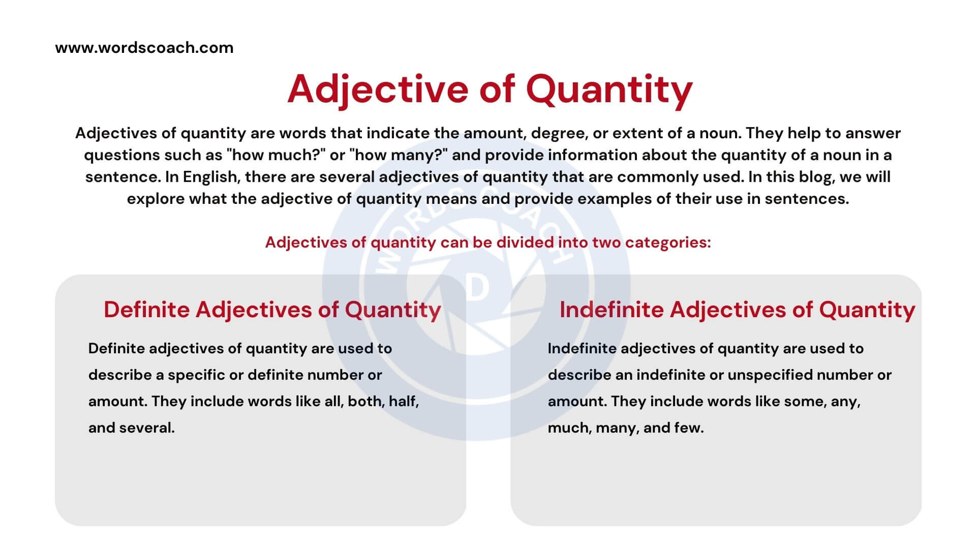 Adjectives of Quantity - Word Coach