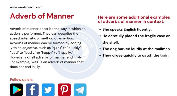 Adverb of Manner - wordscoach.com