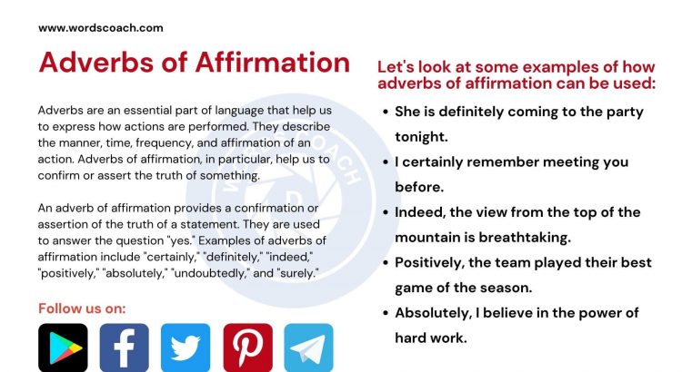 Adverbs of Affirmation - wordscoach.com
