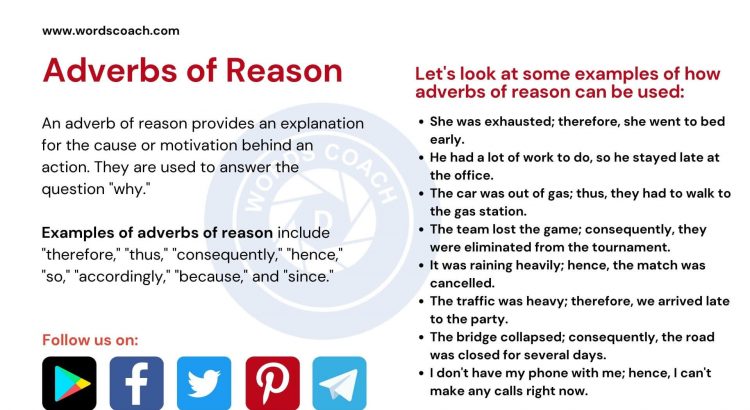 Adverbs of Reason - wordscoach.com