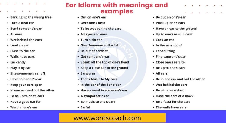 Ear Idioms with meanings and examples - wordscoach.com
