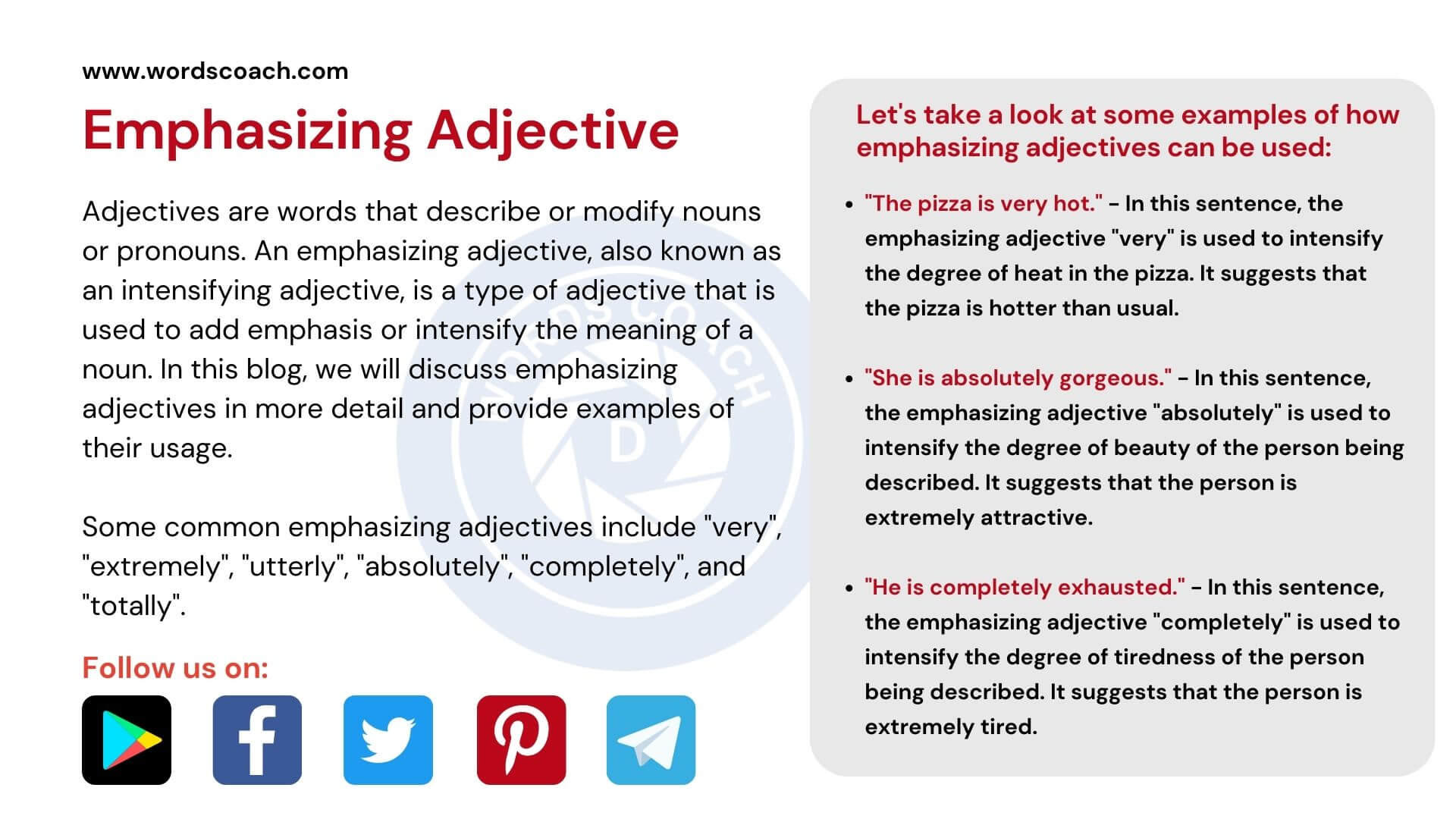 Emphasizing Adjective Word Coach