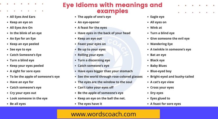 Eye Idioms with meanings and examples - wordscoach.com