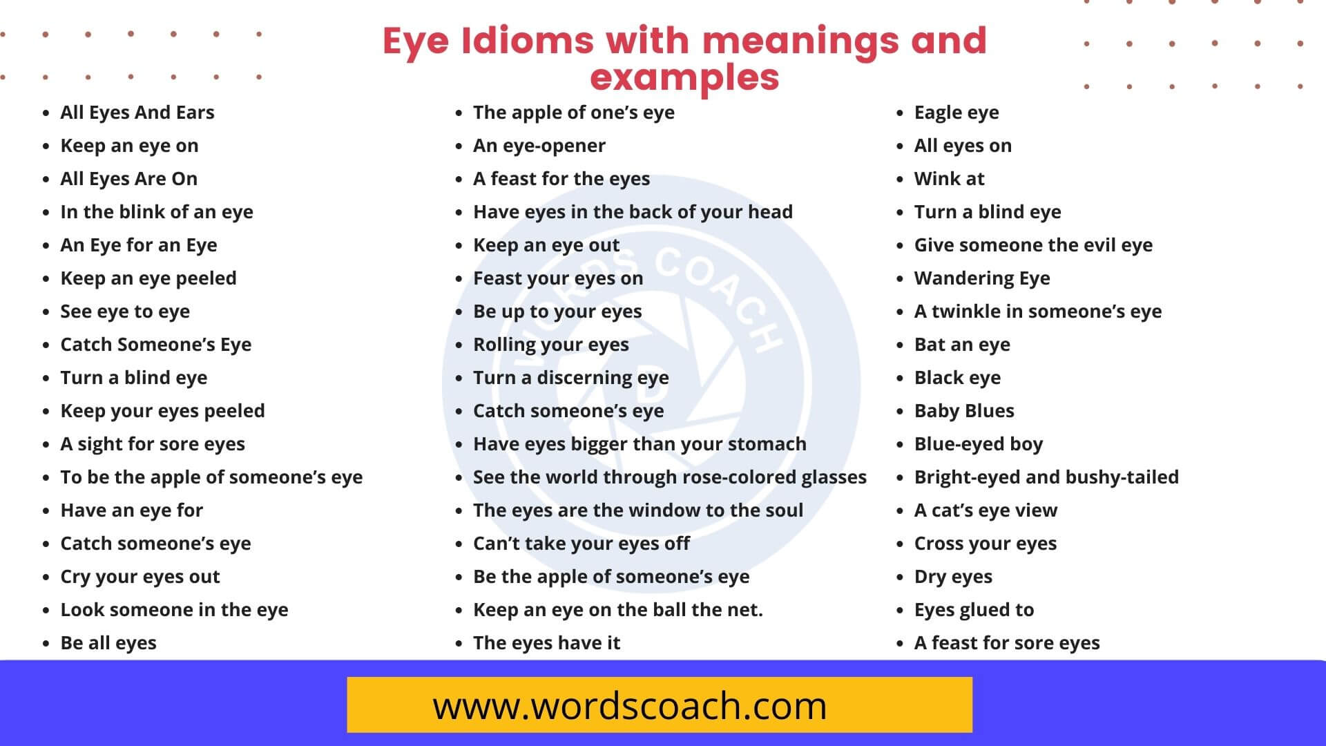 50 Eye Idioms With Meanings And Examples Word Coach