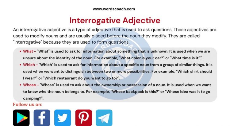Interrogative Adjective - wordscoach.com