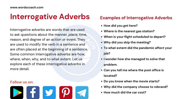Interrogative Adverbs - wordscoach.com