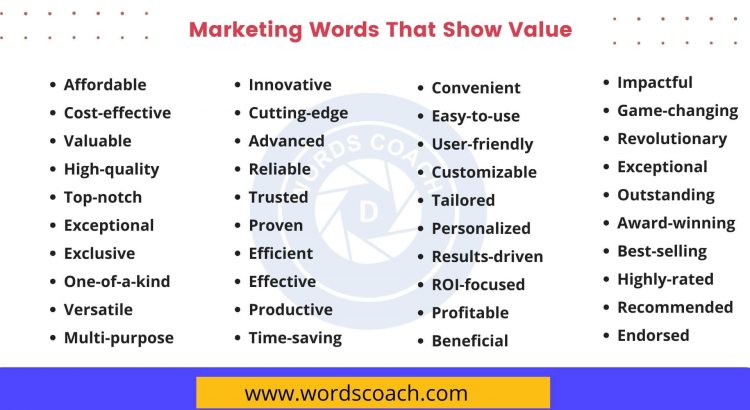 Marketing Words That Show Value - wordscoach.com