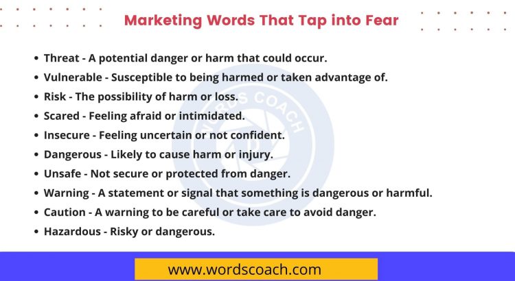 Marketing Words That Tap into Fear - wordscoach.com