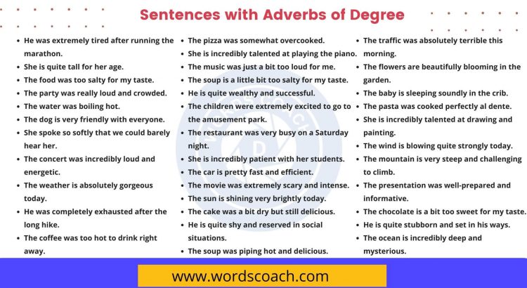 Sentences with Adverbs of Degree - wordscoach.com