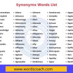1000+ Synonyms Words List in English