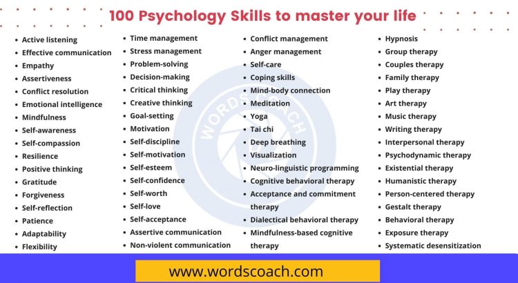 100 Psychology Skills to master your life - wordscoach.com