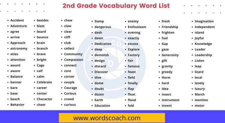 2nd Grade Vocabulary Word List - wordscoach.com