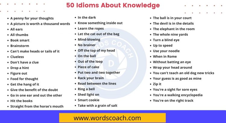 50 Idioms About Knowledge - wordscoach.com