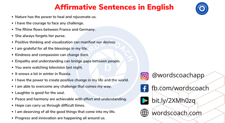 Affirmative Sentences in English - wordscoach.com