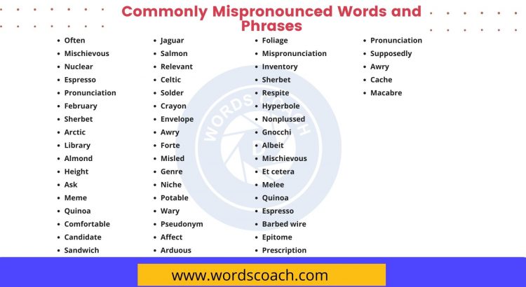Commonly Mispronounced Words and Phrases - wordscoach.com