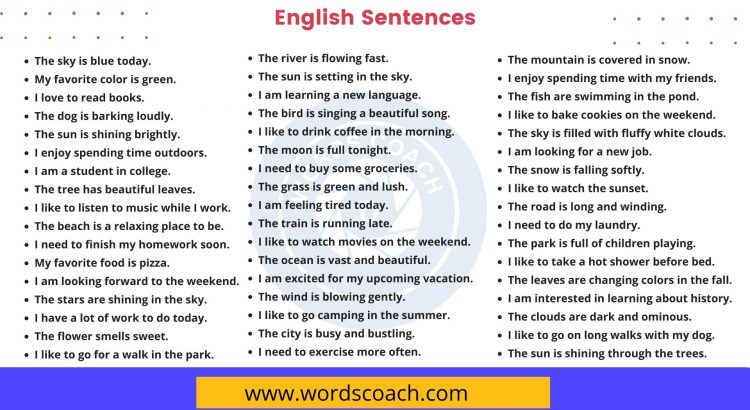 English Sentences - wordscoach.com