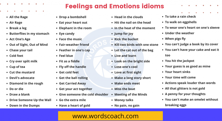Feelings and Emotions idioms - wordscoach.com