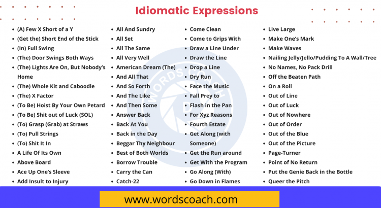 Idiomatic Expressions - wordscoach.com